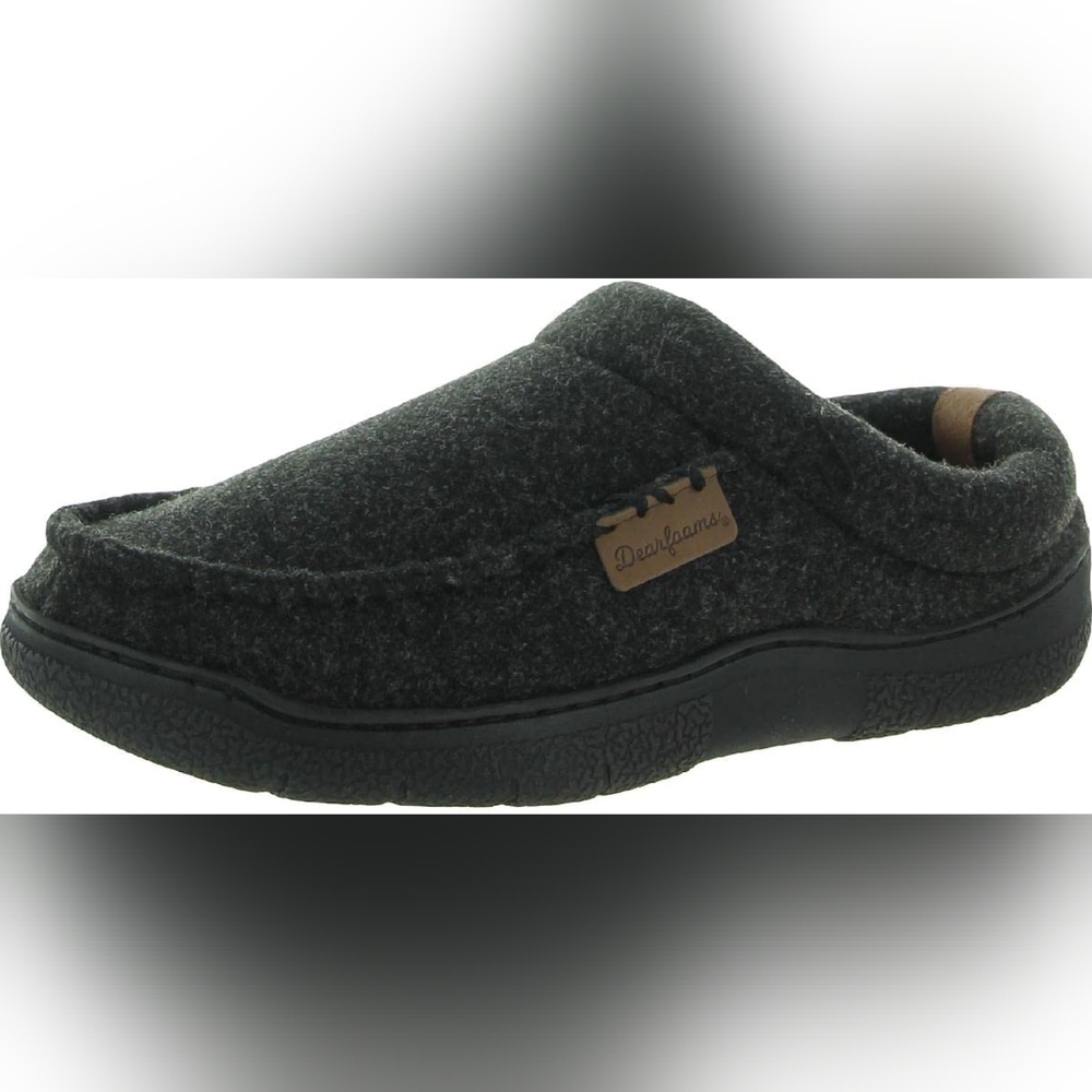 NEW!! Dearfoams Men's Clog Style Memory Foam Slippers Wool Blend - Picture 2 of 7